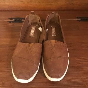 Brown slip on shoes wore once.